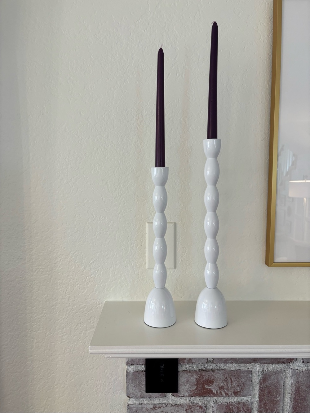 White Sculptural Ceramic Taper Candle Holder